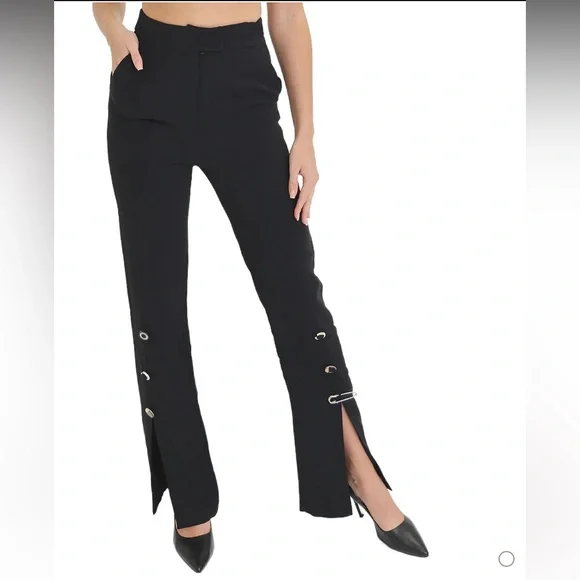 NEW Torn Ronny Kobo Sage Split Split Front Straight Wide Leg Pant Pin buttons S
